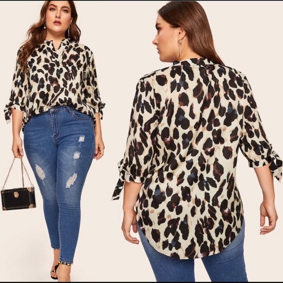 1 left ❤️ plus size leopard print blouse - Picture 2 of 5